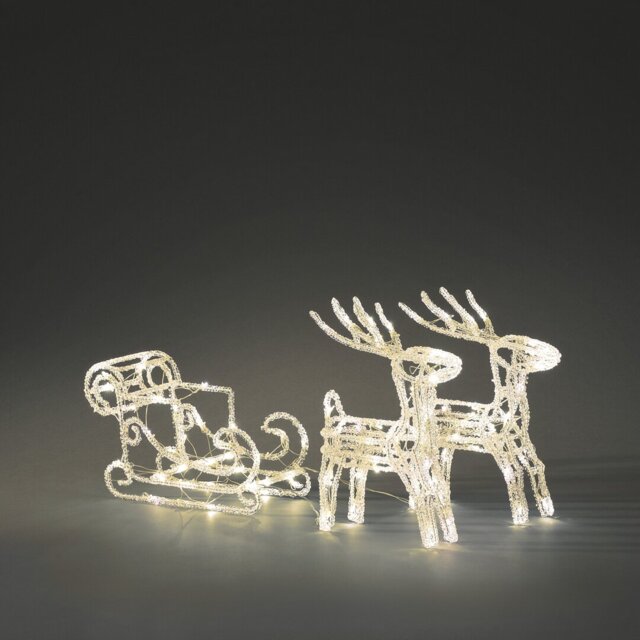 Reindeers and Sleigh Acrylic Outdoor Christmas Decoration