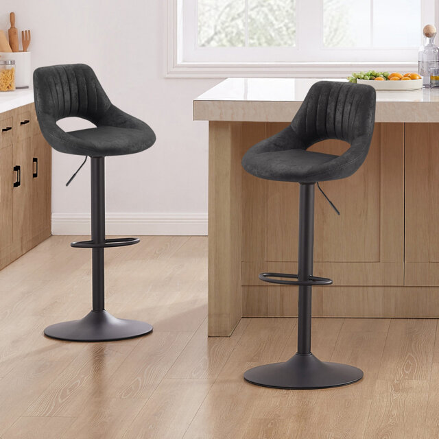 Swivel Upholstered Adjustable Height Counter Stool with Metal Frame