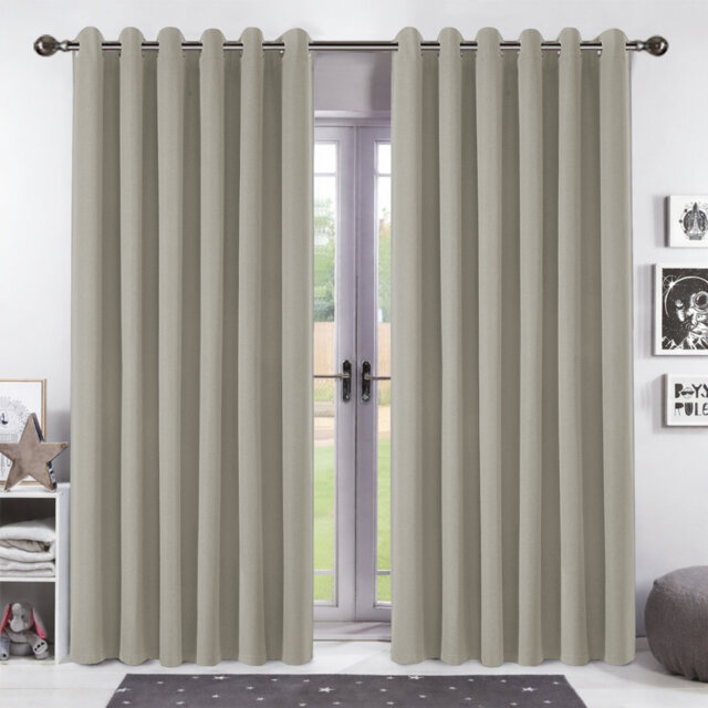 Aspire Homeware Linen 100% Blackout Curtain Pair for Maximum Privacy and Light Control