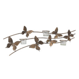 Metal Butterfly Wall Candle Holder - Antique Distressed Decorative Wall Mounted Candle Holder Home Accent