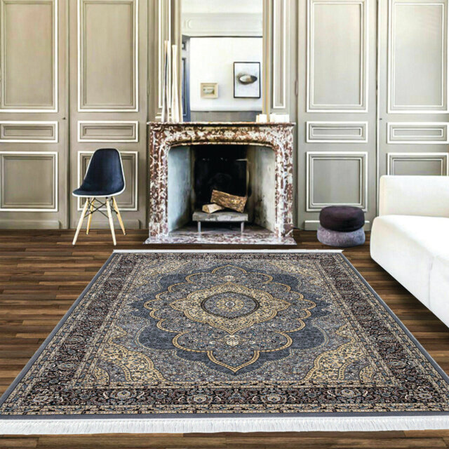 Modern Area Rug Oriental Style Rugs Bedroom Living Room Traditional Carpet Mats**Grey