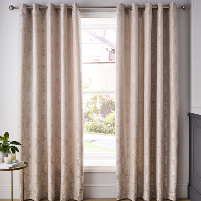Damask Jacquard Lined Eyelet Curtains