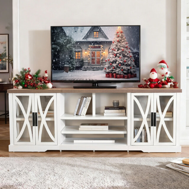 Elegant Multi-functional Tv Stand With Integrated Electric Fireplace– Modern And Classic Designs, Tv Stand 237*48.8*82.6cm, Electric Fireplace 91.4*13
