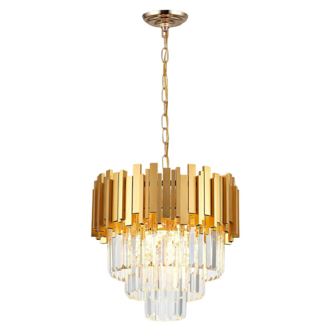 "15.7"" Modern Gold Curved Tube Crystal Chandelier, E14 Base, Bulb Not Included"