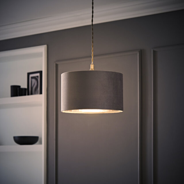 Aidar Linen Blend Drum Lamp Shade ( Slip-On ) in Grey