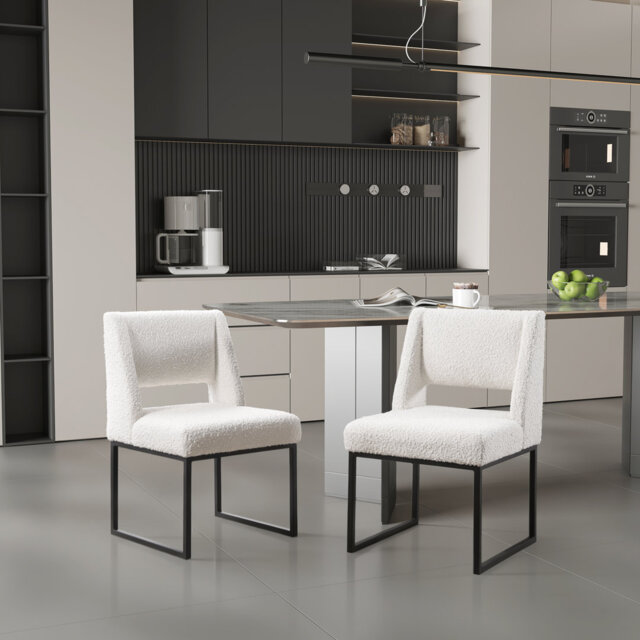Markque Modern 46.7cm Upholstered Dining Chairs with Cutout Back Fabric Sled Base Kitchen Side Chairs