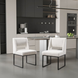 Markque Modern 46.7cm Upholstered Dining Chairs with Cutout Back Fabric Sled Base Kitchen Side Chairs