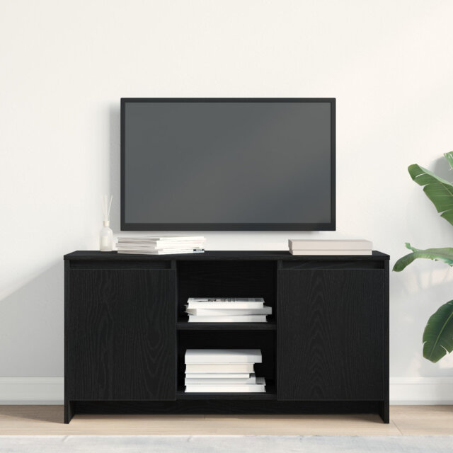 TV Cabinet Black Oak Engineered Wood Standard TV Cabinet