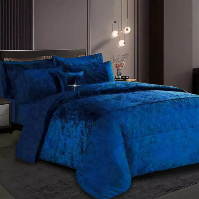 Santiago 3 Piece Crushed Velvet Duvet Cover Set Ultra Soft Luxurious and Easy Care Bedding