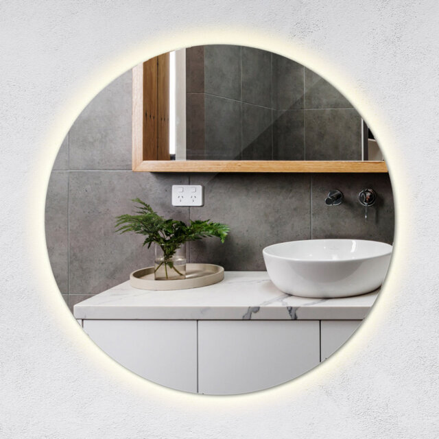 Round Mirror With Lighting LED – Neutral White - Bathroom Living room Illuminated Glamour Mirror