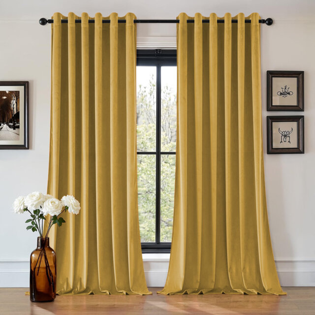 Aspire Homeware 100% Velvet Eyelet Room Darkening Curtains Pair for Soft and Elegant Window Look