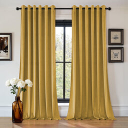 Aspire Homeware 100% Velvet Eyelet Room Darkening Curtains Pair for Soft and Elegant Window Look