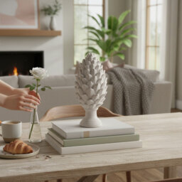 Stone Effect Pine Cone Statue - Hand-Finished Resin Garden Ornament for Indoor & Outdoor Home and Garden Décor