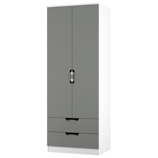 Bhodhini 2 Door 2 Drawer Wardrobe in Dusk Grey & White