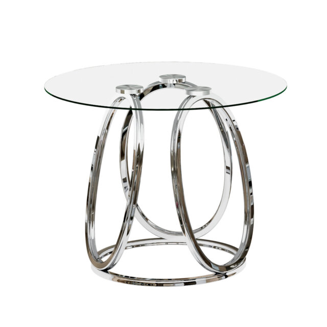 "23.6"" Round Glass End Table, Modern Style Tall Side Table for for Living Room, Balcony, Bedroom"