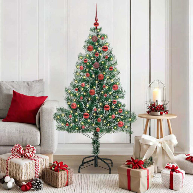 vidaXL Artificial Christmas Tree Snow Flocked with LED Light