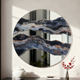 60cm Frameless Round Wall Mirror Resin Art Accent Mirror