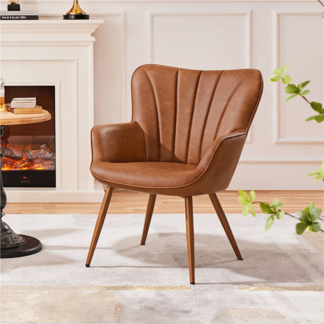 63.5cm Wide Tufted Armchair Wingback Sofa Chair
