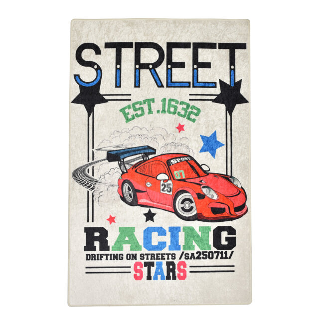 Singletary Shaggy Street Racing Cream Rug