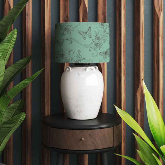Butterfly 30cm Cotton Drum Lamp Shade