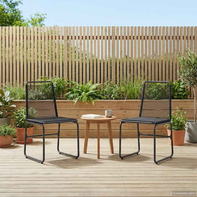 Garden Chairs 2 pcs Black Rattan Seating Patio Outdoor Lounge Stylish
