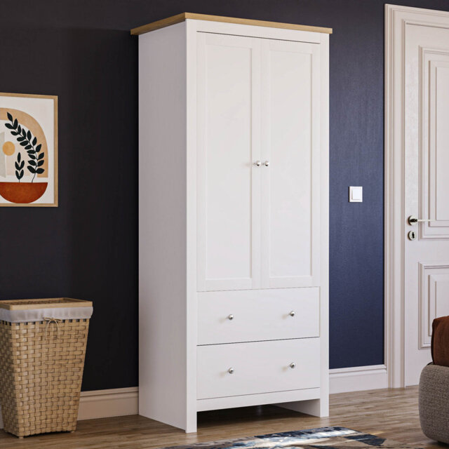 Morley 2 Door 2 Drawer Wardrobe With Hanging Clothes Rail Bedroom Furniture