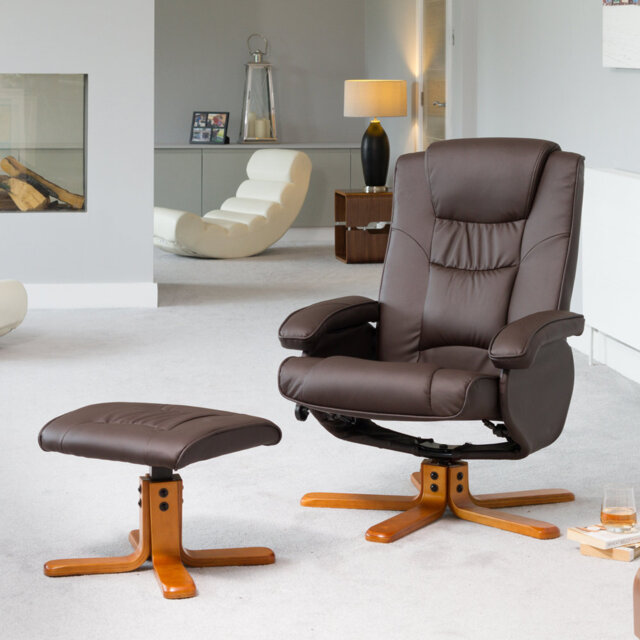 Worthen 73cm Wide Faux Leather Swivel Ergonomic Recliner
