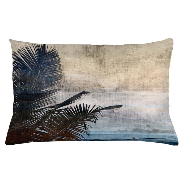 Kady Hawaiian Grunge Palm Trees Art Outdoor Cushion Cover