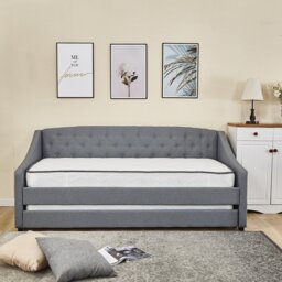 Kendall Upholstered Daybed with Trundle and Mattress
