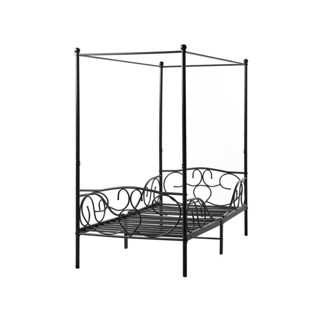 Four Poster Bed Metal SORMERY 90 x 200 cm (EU Single)