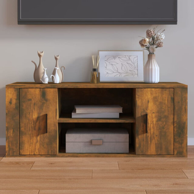 Vidaxl TV Cabinet Smoked Oak 100X35x40 Cm Engineered Wood