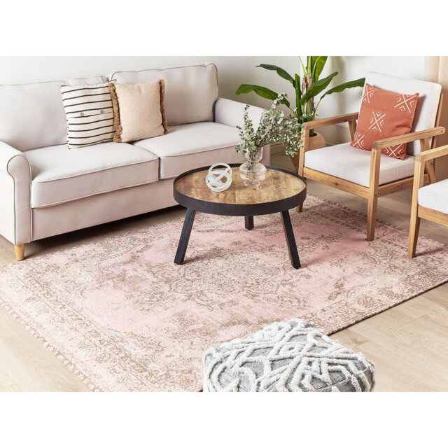 Cotton Area Rug 160 X 230 Cm Pink Aian