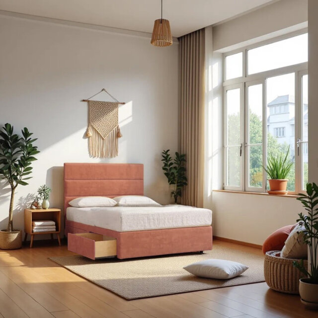 Upholstered Bed with Mattress