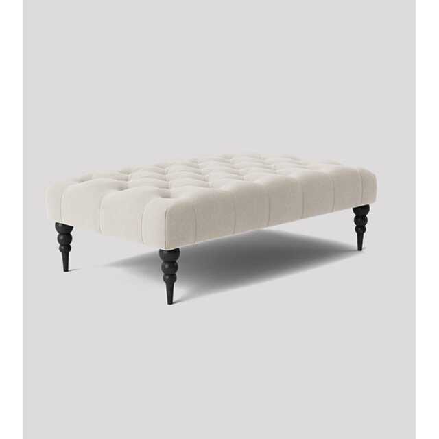 Alyana Rectangle Ottoman Bench with Wooden Legs- Naples Chesterfield Upholstered Footstool