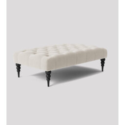 Alyana Rectangle Ottoman Bench with Wooden Legs- Naples Chesterfield Upholstered Footstool