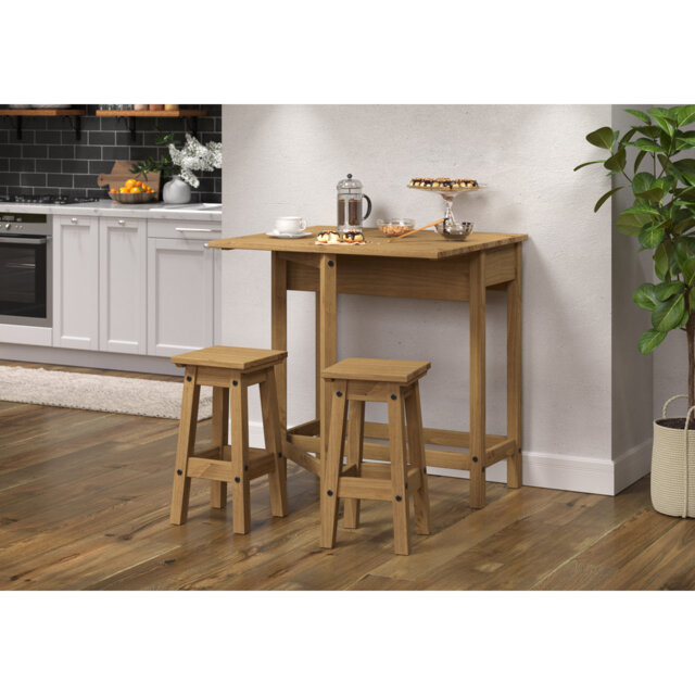 Bennett 2 - Person Drop Leaf Pine Solid Wood Dining Set