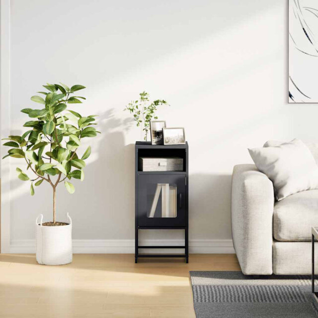 Latitude Run Bedside Cabinet Black 36X39x78 Cm Cold-Rolled Steel