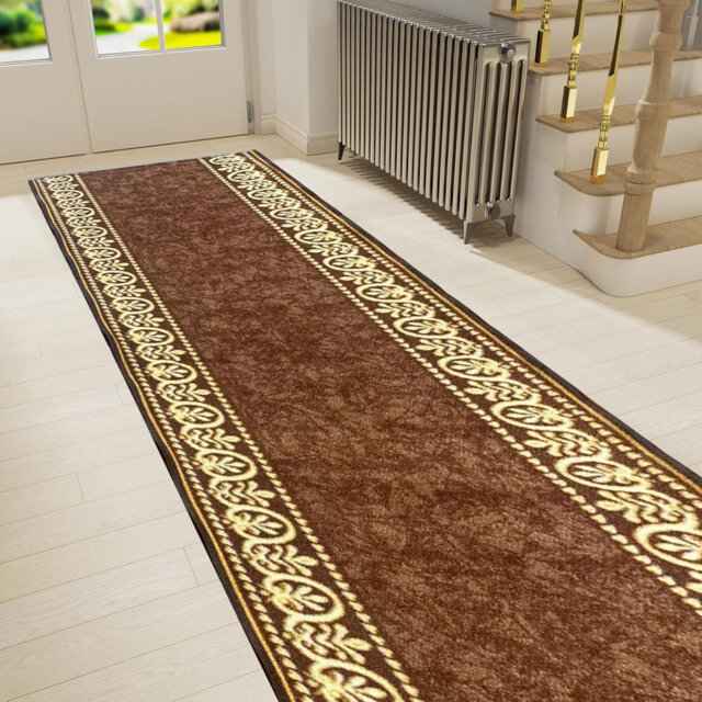 056 Brown 80cm X 1066cm Abstract Machine Tufted Area Rug