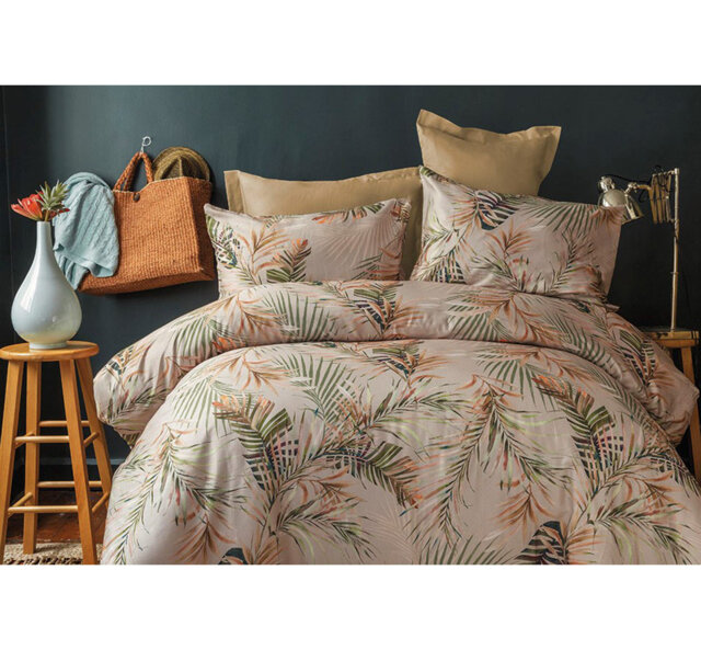 Burneyville Beige Cotton 84 TC Reversible Duvet Cover Set