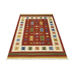 Handmade Kilim Wool Red Rug
