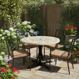 Avignon Mosaic Dining Table with 4 ASCOT Chairs Garden Set