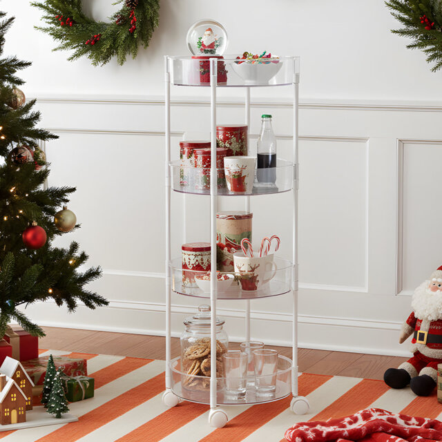 4-Tier Transparent Rolling Storage Cart