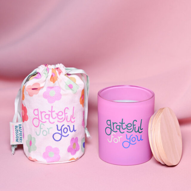 Plant / Floral Scented Jar Candle with Glass Holder