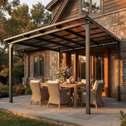 Belmont Lean To Outdoor Patio Gazebo With Steel Slope Roof,EROMMY Hardtop Wall Mounted Metal Frame Pavilion