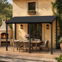 Belmont Lean To Outdoor Patio Gazebo With Steel Slope Roof,EROMMY Hardtop Wall Mounted Metal Frame Pavilion
