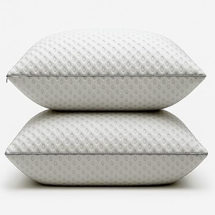 Casabella Pillows - Shredded Memory Foam - Pillow 2 Pack for Neck & Back Support, Shoulder Pain Relief - Breathable Medium Firm Pillows - Hypoallergen