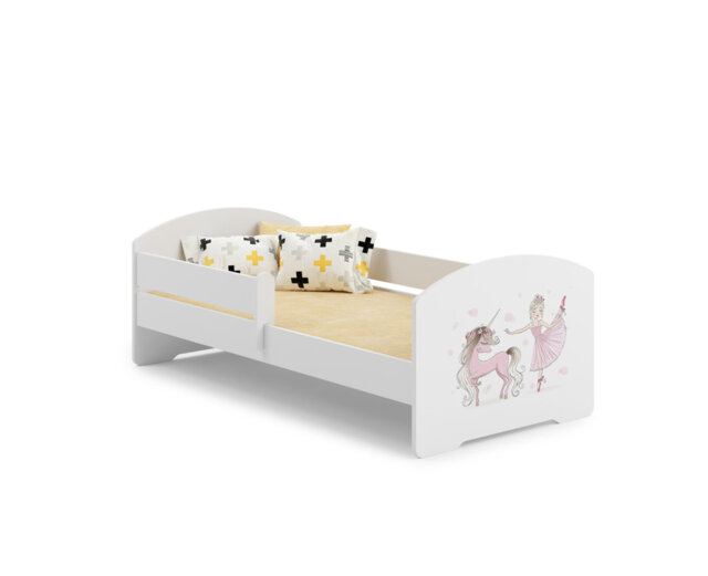 LUK children's bed with railing - Girl with unicorn