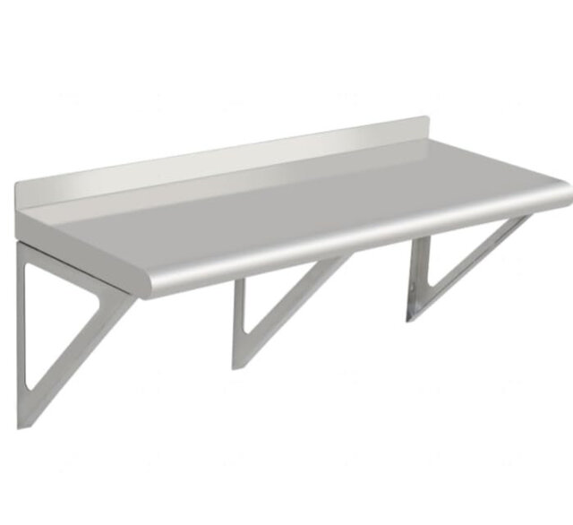 Stainless Steel Wall-Mounted Shelf, Silver Floating Kitchen Storage Rack with Rounded Edge and Back Lip, Heavy Duty, 24x12x11.5, 24x14x13 or 30x18x17i