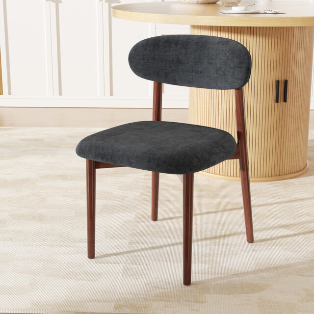 Modern Minimalist Dining Chair With Wood Legs, Mid-Century Accent Chair For Kitchen, Living Room, And Vanity