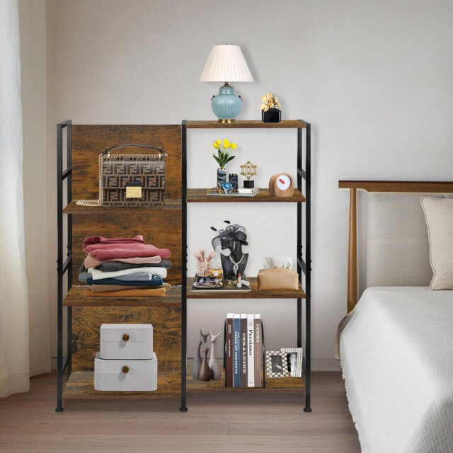 Vinyl Record Storage with Turntable Stand, End Table with 4 Tier Large Storage Up to 200 Albums, CD Rack